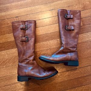 Clarks tall leather boots with buckles
